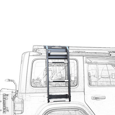 Jeep Wrangler JL JK 3 βαθμίδες σκάλα με στέγη ράκ πλευρική τοποθέτηση και σκόνη επικαλυμμένο φινίρισμα