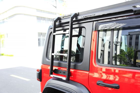 Στέγαση οροφής 4 * 4 Offroad Αυτοκινητοκίνητα ανταλλακτικά Ατσάλι μαύρο ράφι οροφής με 2 πλευρικές σκάλες για Jeep Wrangler Jl